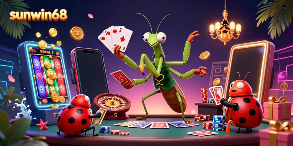 Engage with sunwin68 as the mantis deals cards and the ladybug oversees the vibrant casino scene.