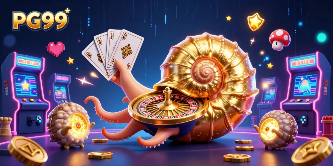 Engage in thrilling casino games at PG99 featuring an ancient giant nautilus with roulette wheel.
