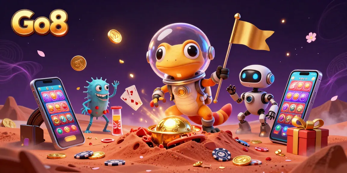 Experience the excitement of Go8 casino gaming with alien characters and vibrant slot visuals.