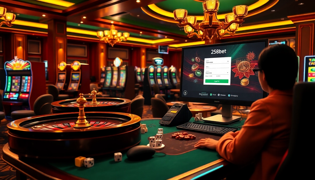 Engage with thrilling games and seamless 258bet com login in a luxurious casino environment.