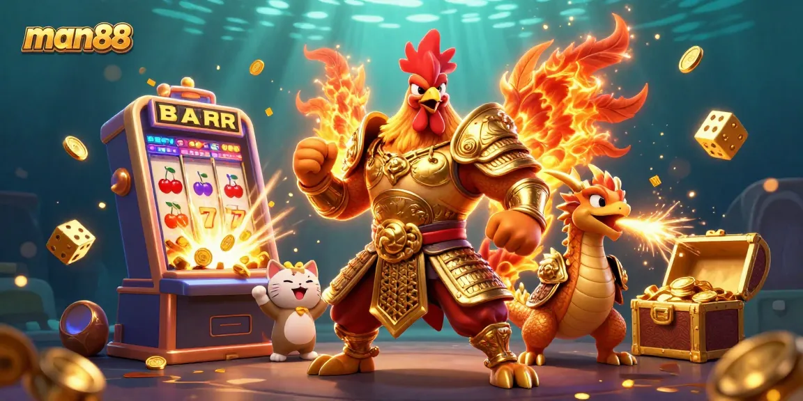 Win big with man88 at the exciting 3D casino featuring jackpot symbols and powerful characters.