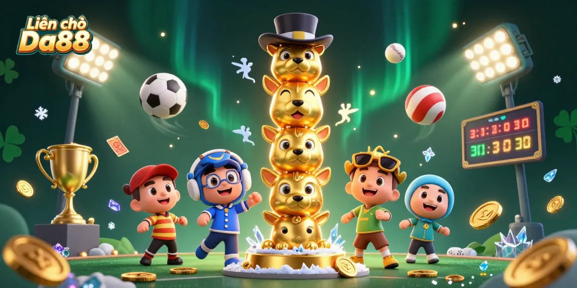 Engage with Liên hệ Da88 through vibrant sports betting graphics featuring a totem pole.