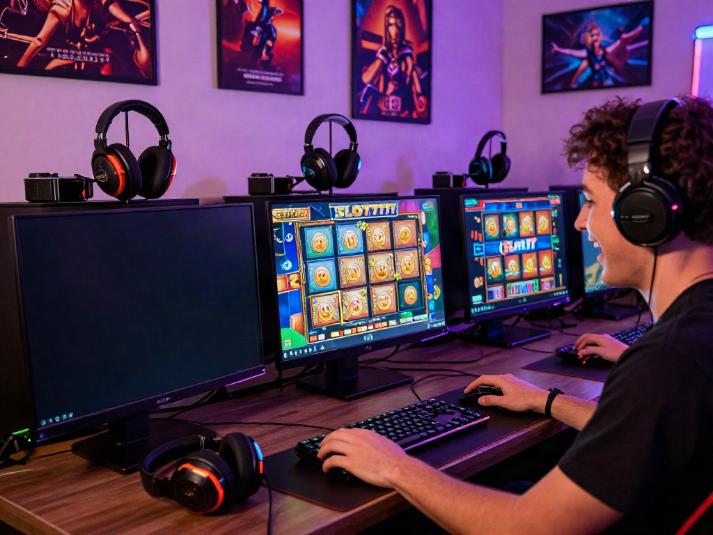 Ativo gamer aproveitando as máquinas Slot777 em um ambiente acolhedor.