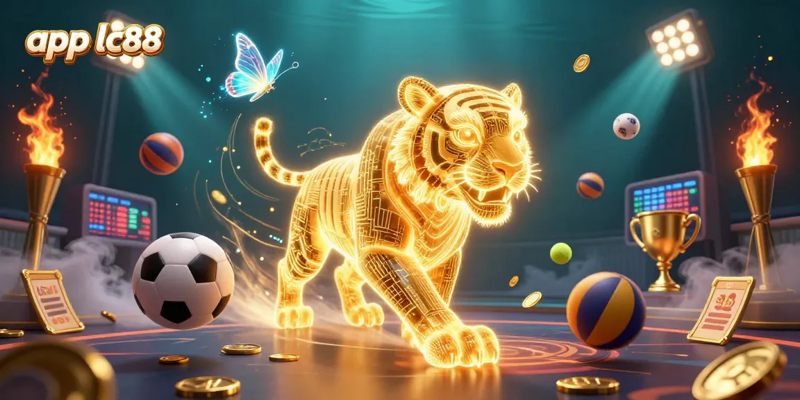 Experience winnings with app lc88 in a vibrant gambling scene filled with dynamic sports elements.