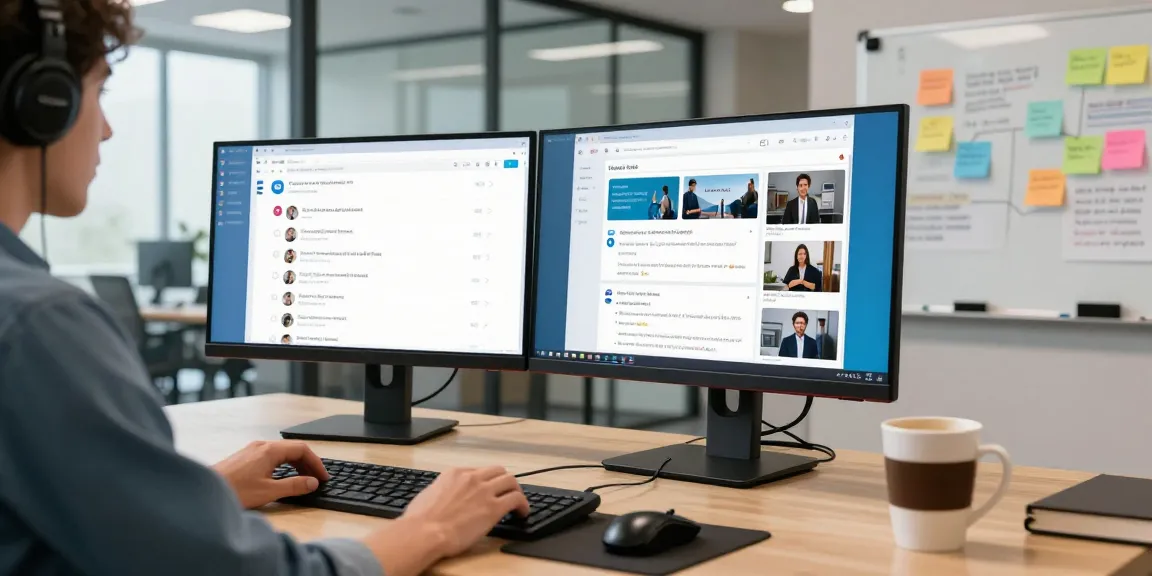 Using the Telegram Web Version in a modern office setup with dual monitors and collaborative notes.