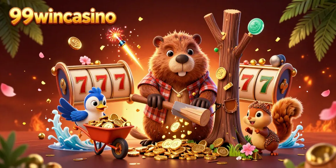 Experience thrilling gaming moments at 99wincasino with vibrant characters and slot reels.
