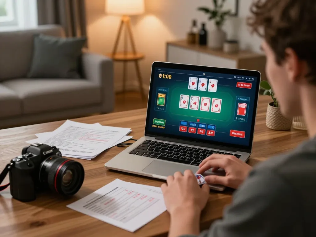 Player engaging in an online blackjack game on jogoluck, highlighting strategic betting and focused gameplay.
