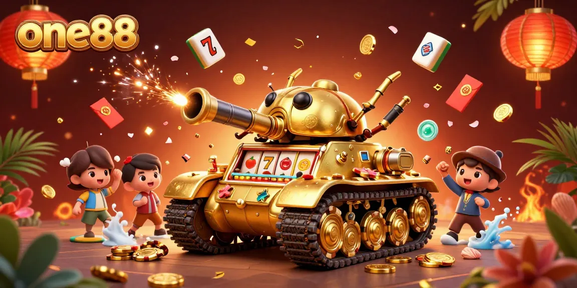 Engage in thrilling gameplay at one88 with this vibrant 3D casino tank illustration showcasing colorful elements.
