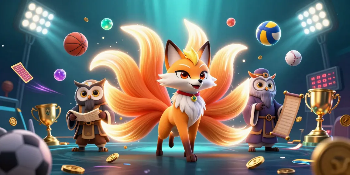 Experience vibrant gaming action at luck88com with a glowing fox spirit and dynamic sports elements.