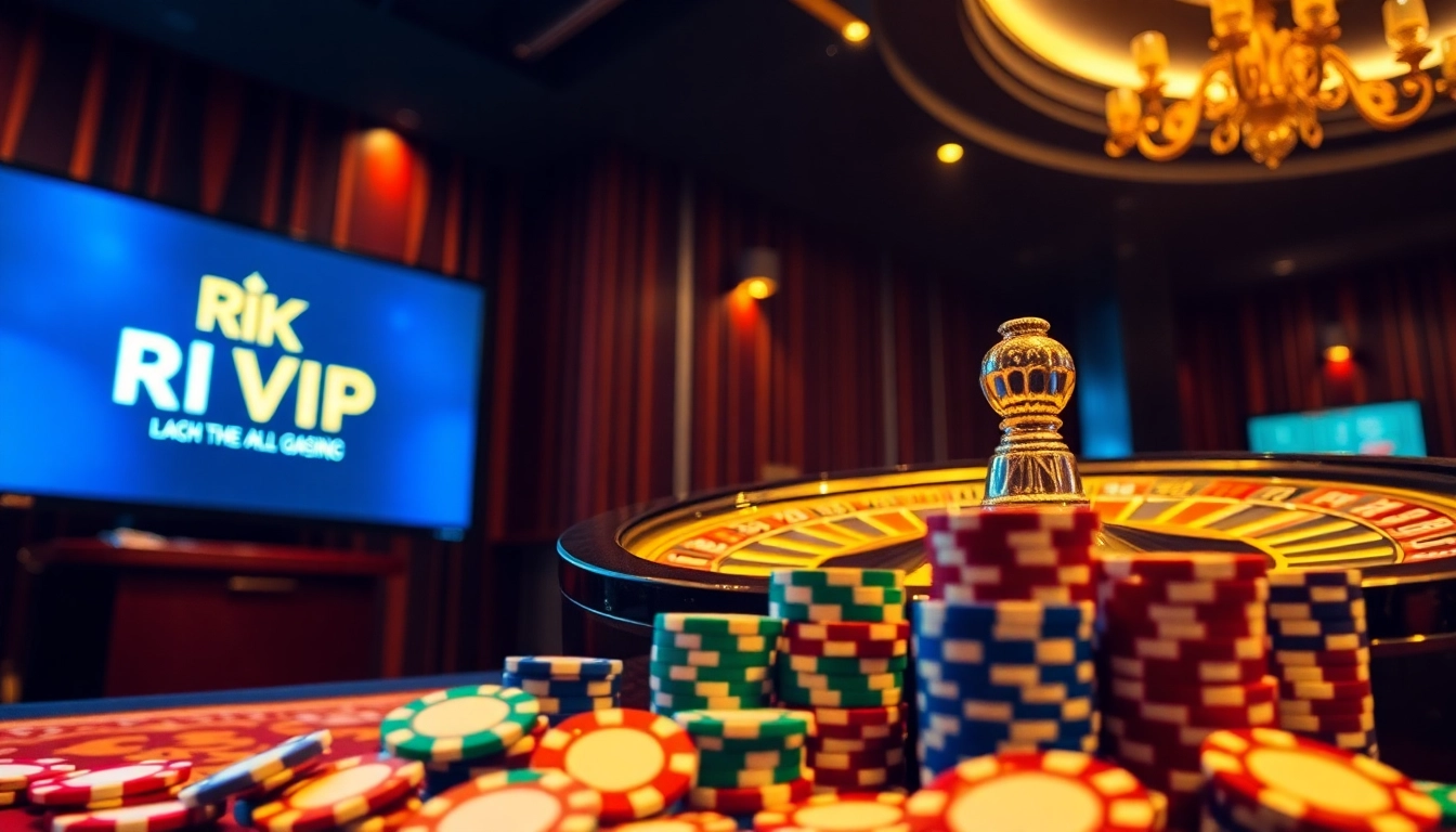 Experience the thrill of rik vip with a vibrant casino scene showcasing roulette and poker.