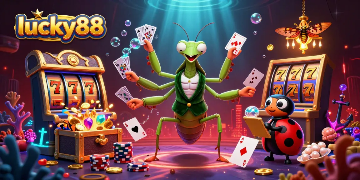 Engage with lucky88 slot action in a vibrant 3D casino scene featuring colorful characters and rich game elements.