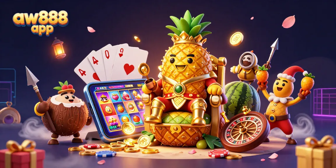 Spin big wins with the aw888 app at a vibrant 3D casino scene filled with exciting game elements.