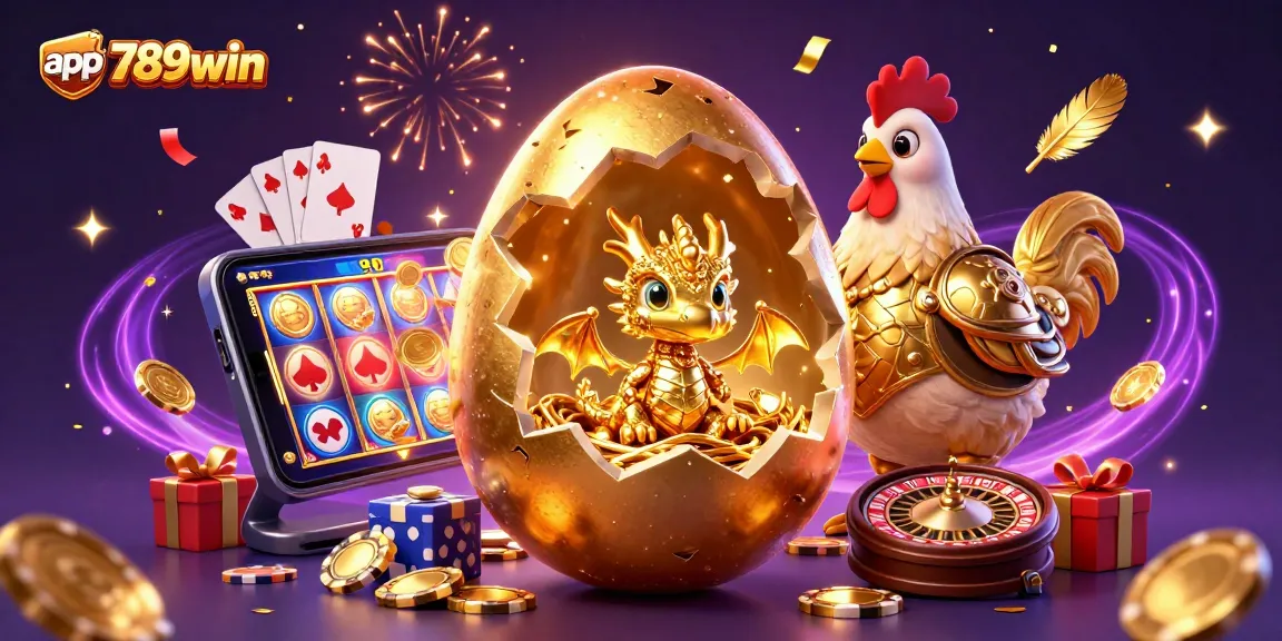 Play engaging games with app 789win, showcasing a golden dragon and dynamic casino elements.