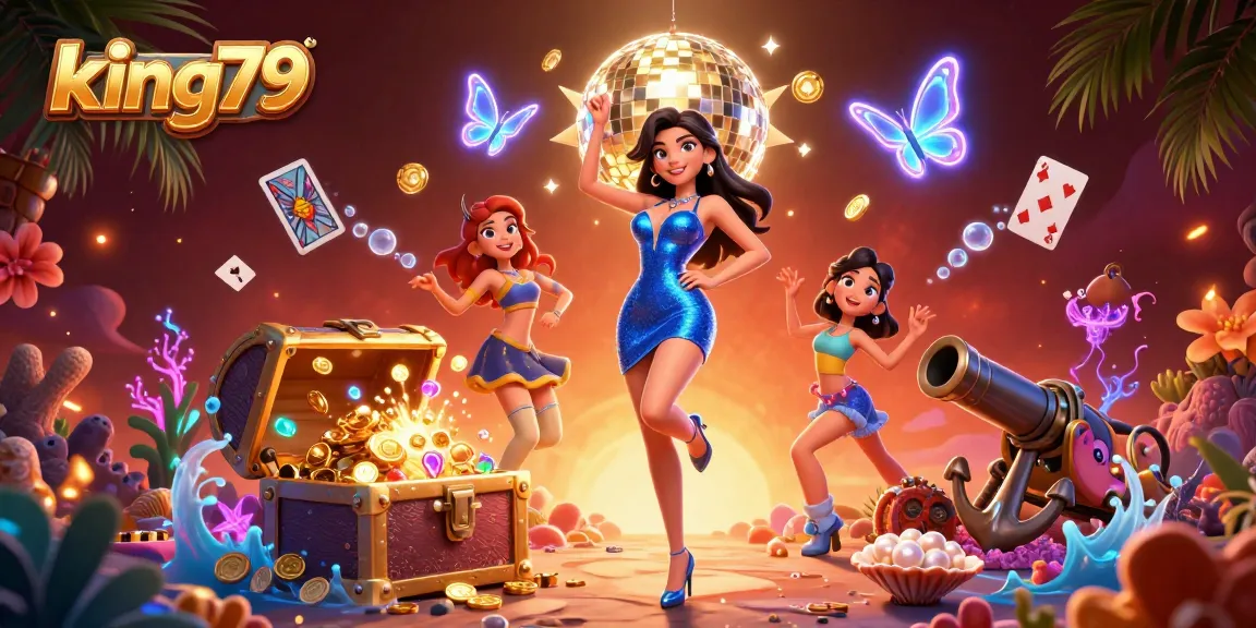 Engage with king79 at this vibrant casino scene bursting with colors, coins, and games