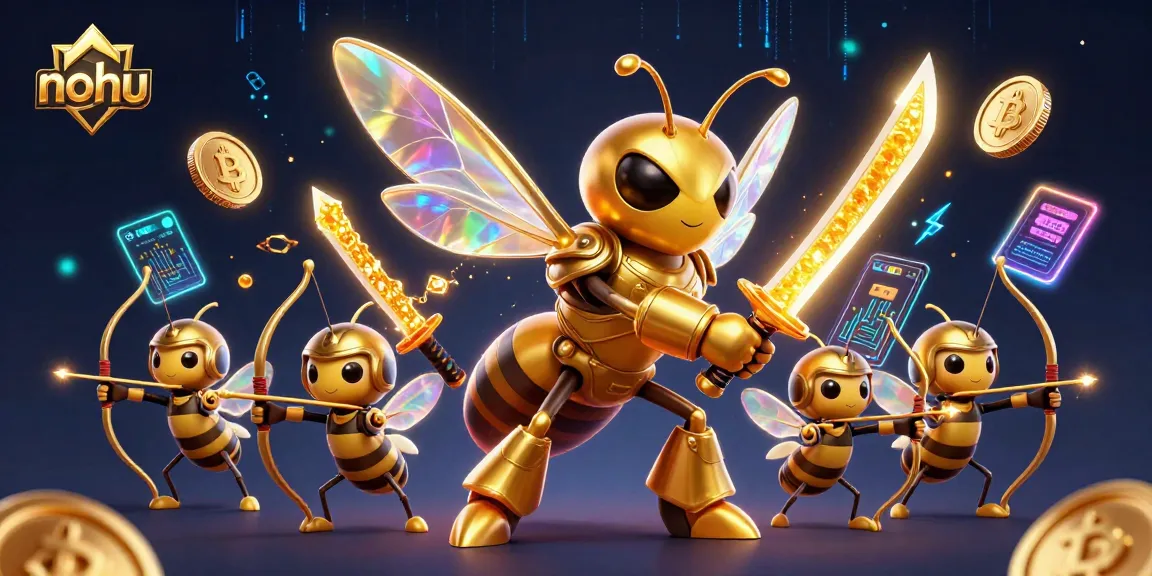 Nohu showcases a dynamic 3D casino scene with a giant golden hornet in action.