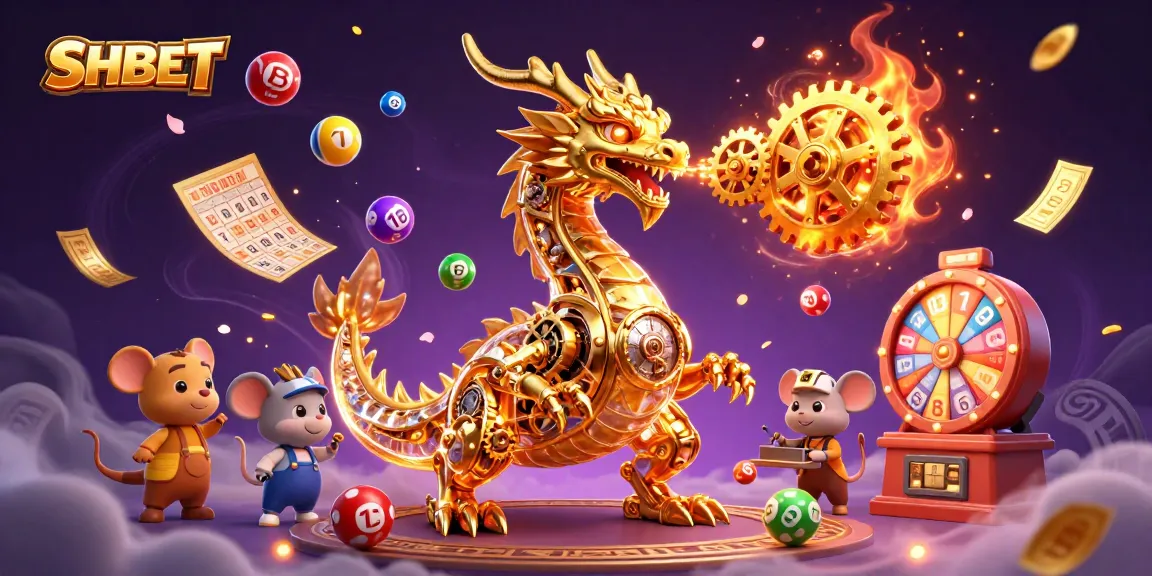 Engage with SHBET’s vibrant gaming universe, featuring a golden dragon and dynamic gambling elements.