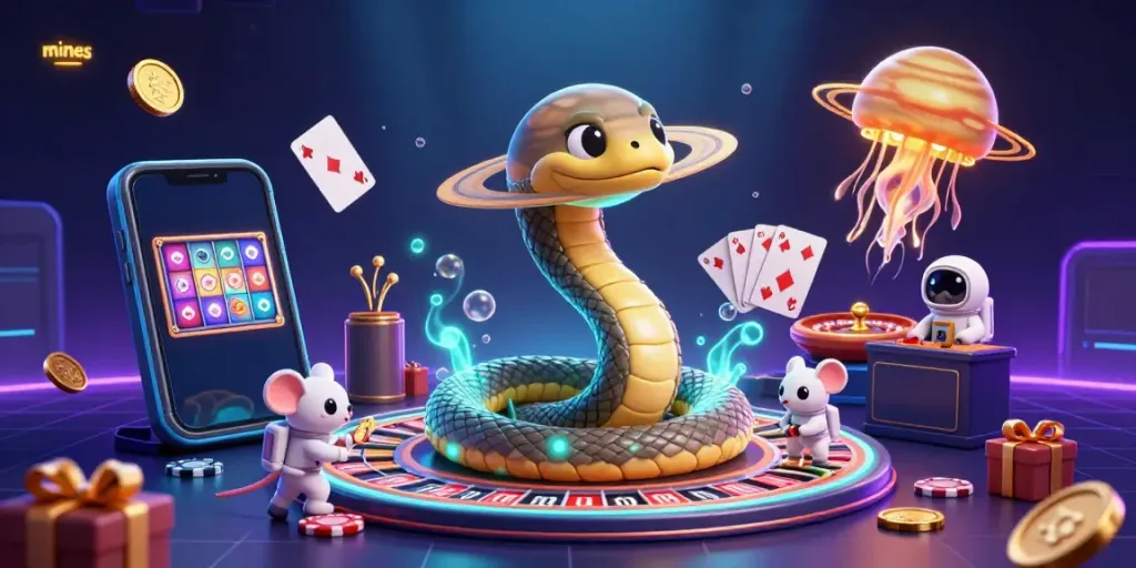 Experience the thrilling mines game with astronaut mice betting on a cosmic roulette wheel.