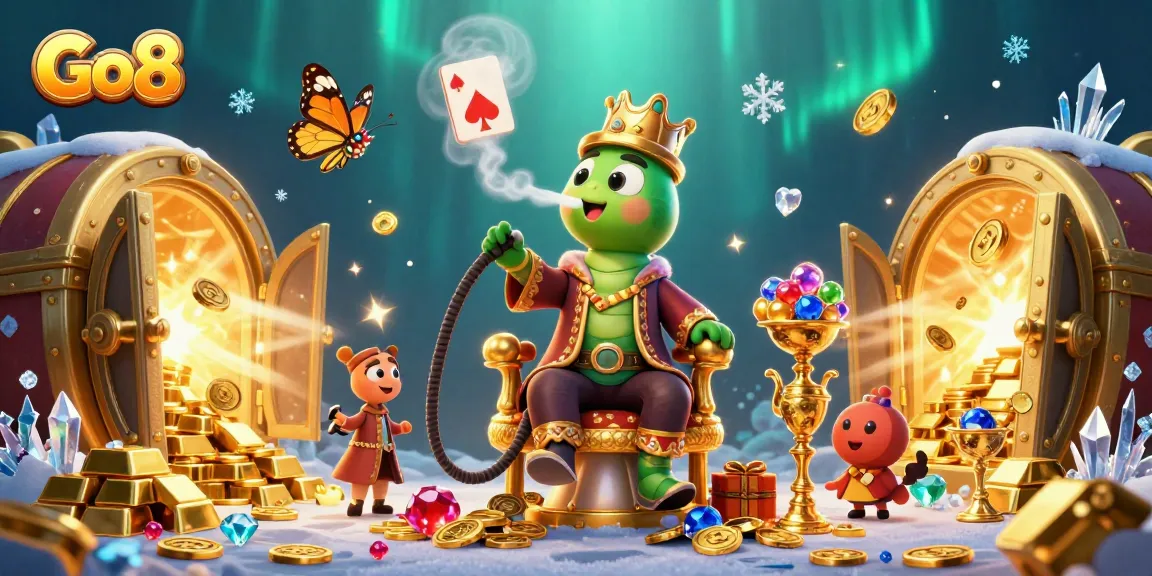 Engage in thrilling gameplay at Go8 with a vibrant casino scene filled with gold and gems.