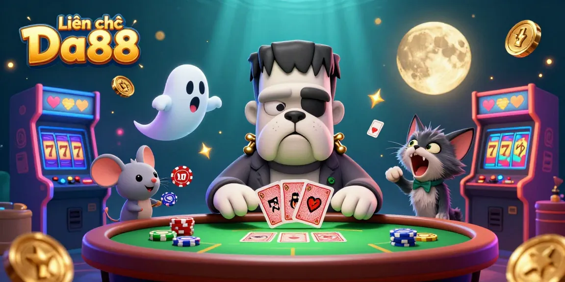 Engage with lively table action featuring "Liên hệ Da88" in a colorful online casino scene.