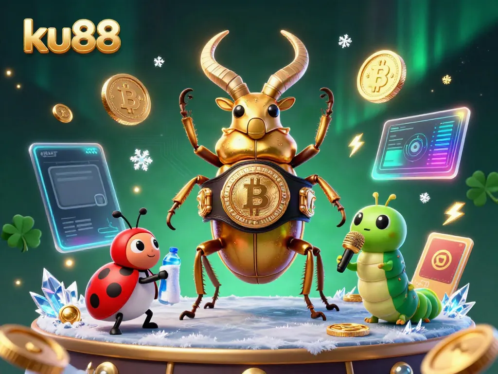 Bet on ku88 with excitement as a golden beetle competes in a dynamic casino showdown.