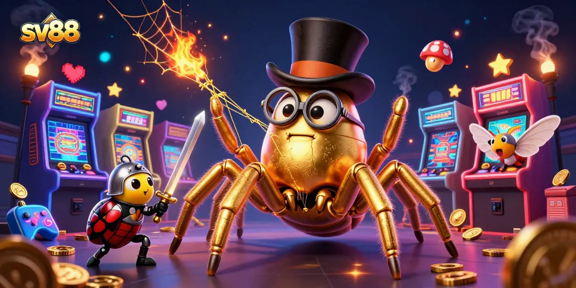 Engage with sv88's casino adventure featuring a golden tarantula and beetle knight.