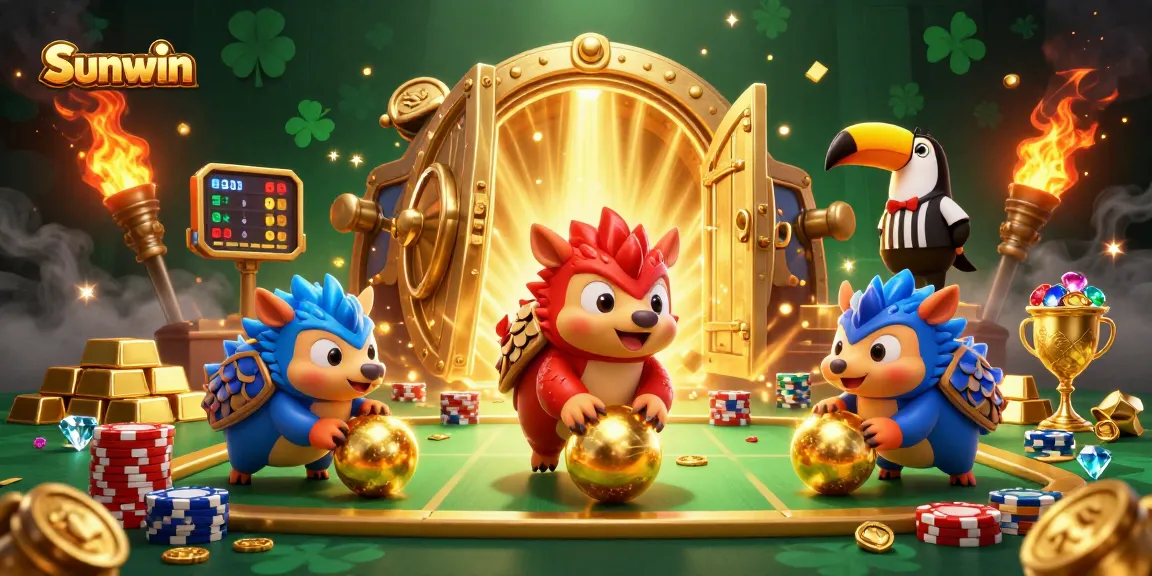 Experience thrilling gameplay at Sunwin with vibrant pangolins rolling through golden poker chips and treasures.