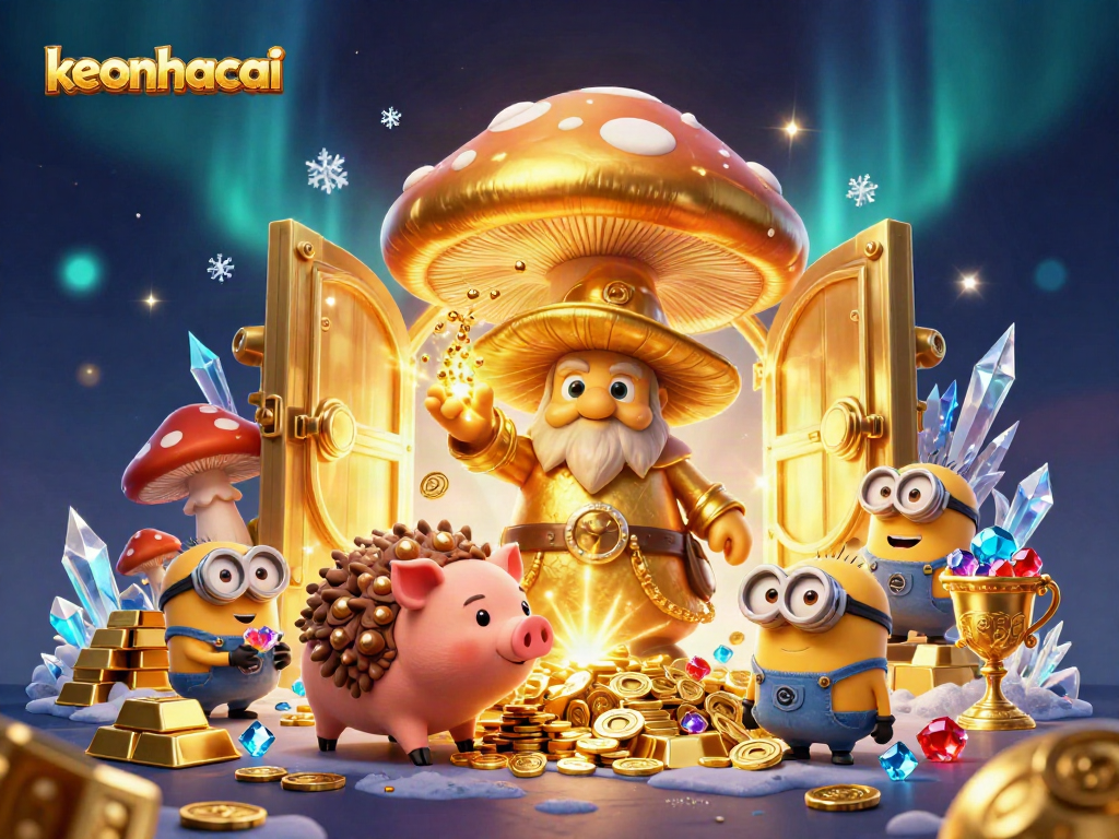 Experience keonhacai magic as a wizard turns treasures to gold in this vibrant casino scene.