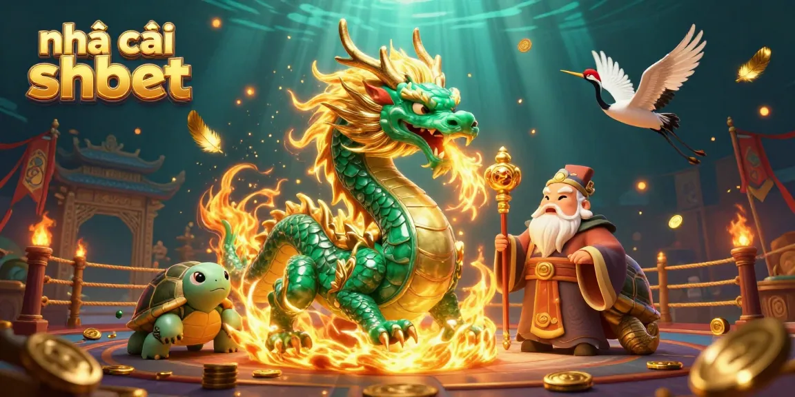 Engage with the vibrant casino world of nhà cái shbet showcasing a dragon and lucky symbols.
