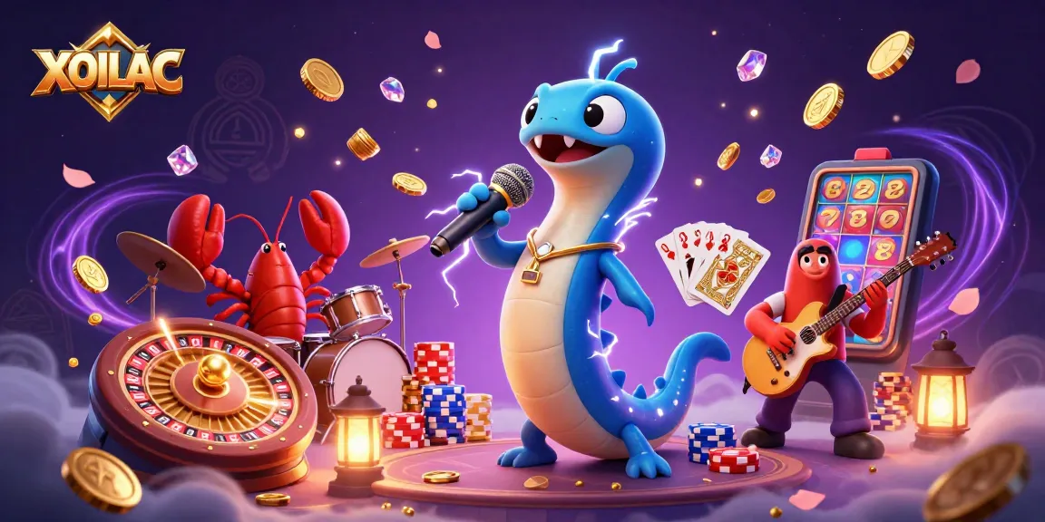 XOILAC showcases an electrifying underwater casino scene featuring a DJ eel and a vibrant band.