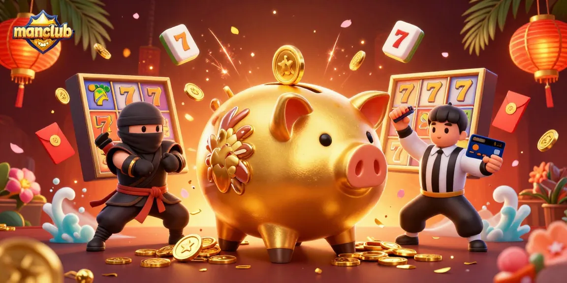 Engage in thrilling gameplay at Manclub with energetic characters and vibrant casino elements.