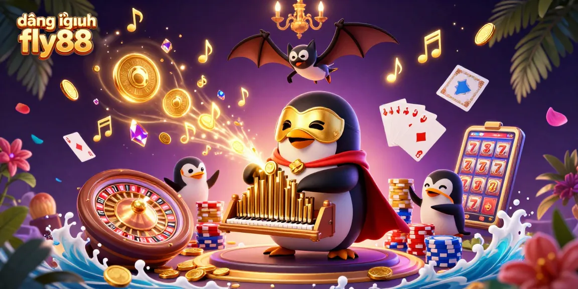 Engage in the excitement of đăng nhập fly88 with a vibrant 3D casino-themed illustration showcasing gameplay elements.