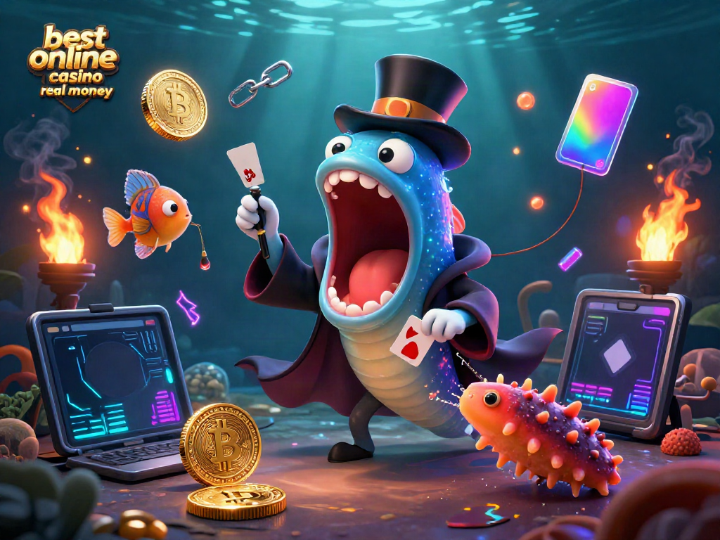 Experience the magic at the best online casino real money with glowing sea creatures performing tricks.
