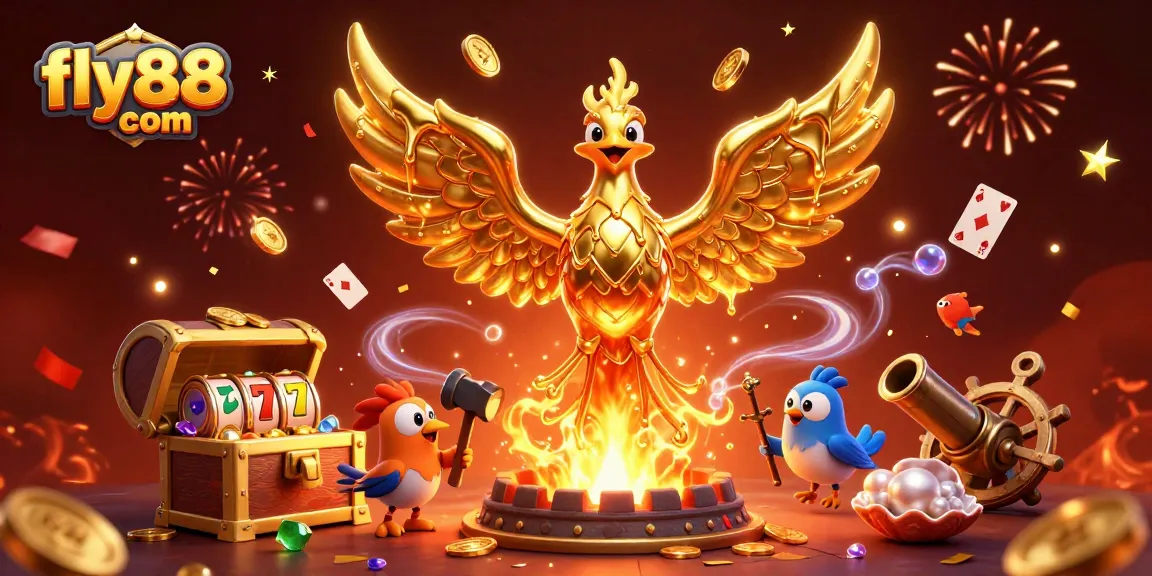 Engage in exciting gameplay with fly88 com, featuring a golden phoenix and rich gaming elements.