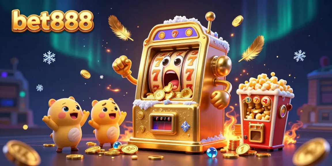 Experience excitement with the bet888 jackpot as a lively golden slot machine pours coins while celebrating wins.