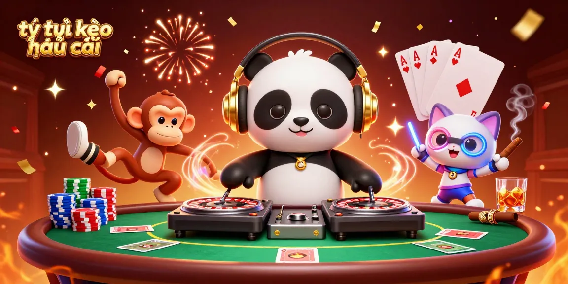 Engage in thrilling tỷ lệ kèo nhà cái action with vibrant characters and casino elements in this illustration.