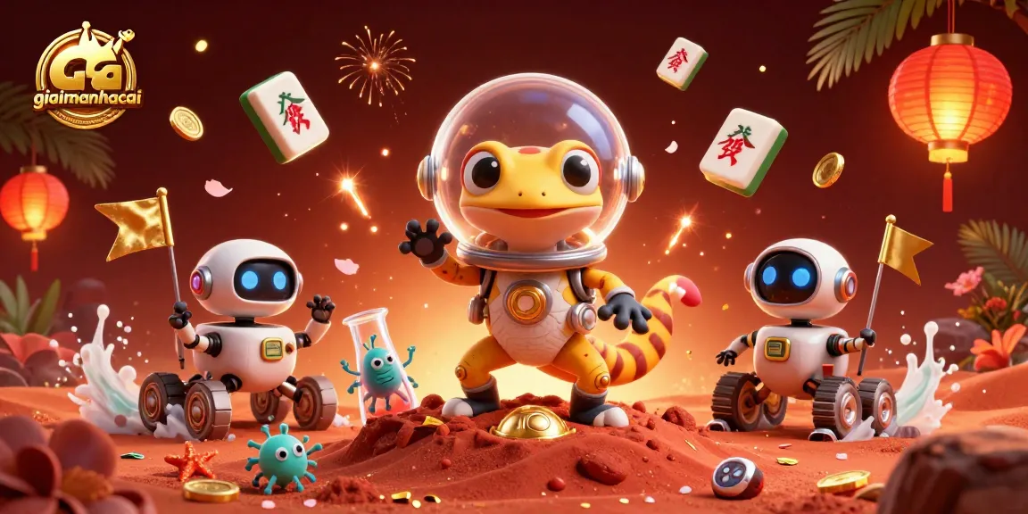 Engage with exciting games at giaimanhacai, featuring lively characters in a vibrant casino scene.