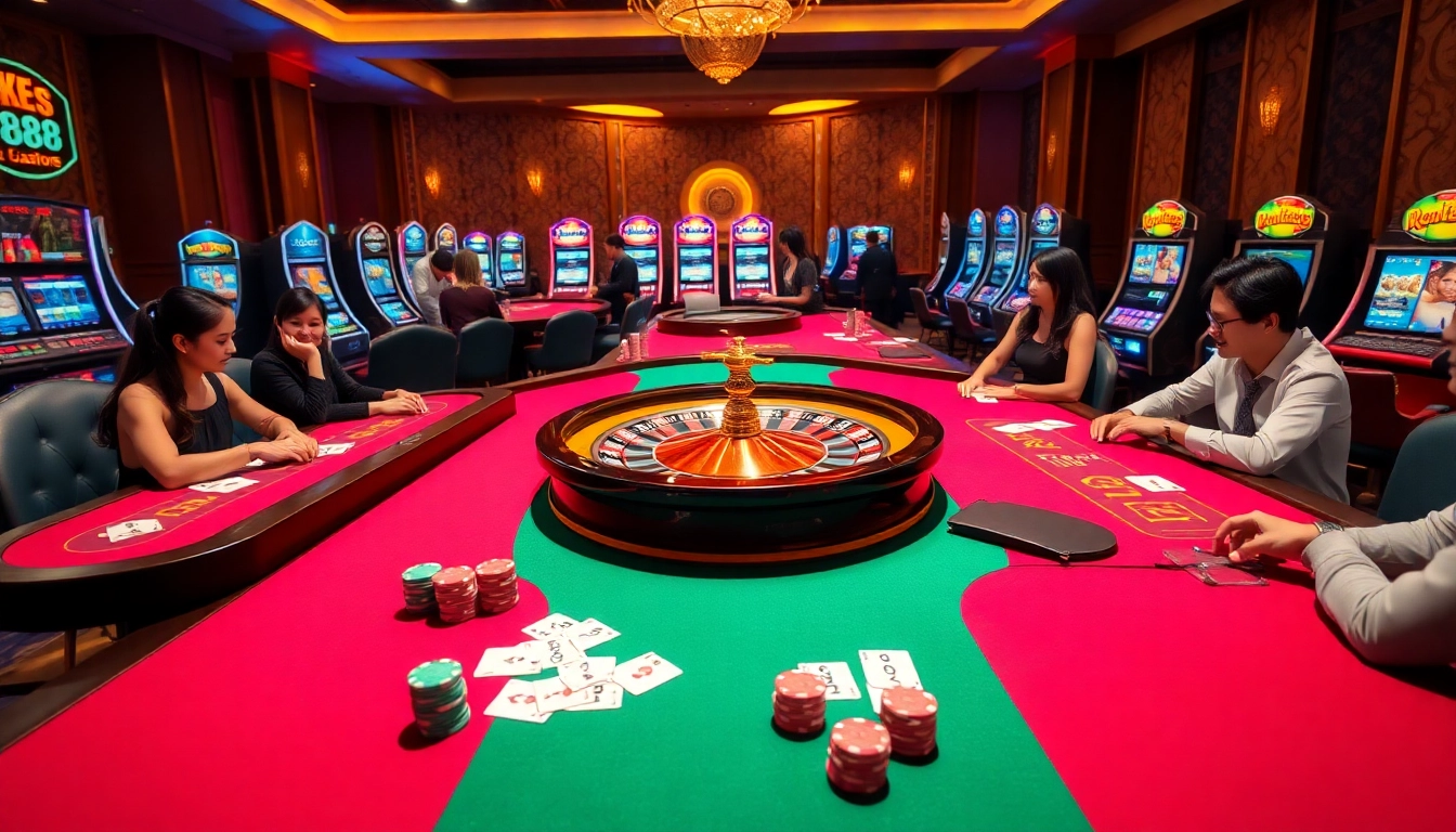 NK88 immersive online gambling experience with lively casino tables and engaging players.