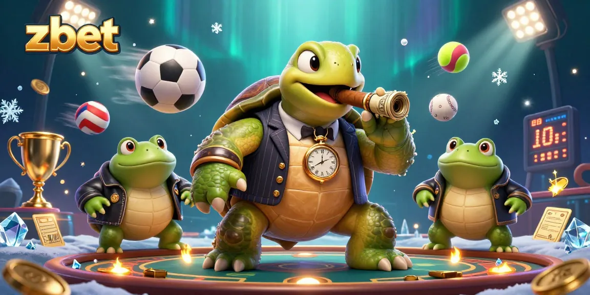 Experience thrilling zbet action with a mobster turtle and bullfrog enforcers amidst vibrant casino elements.