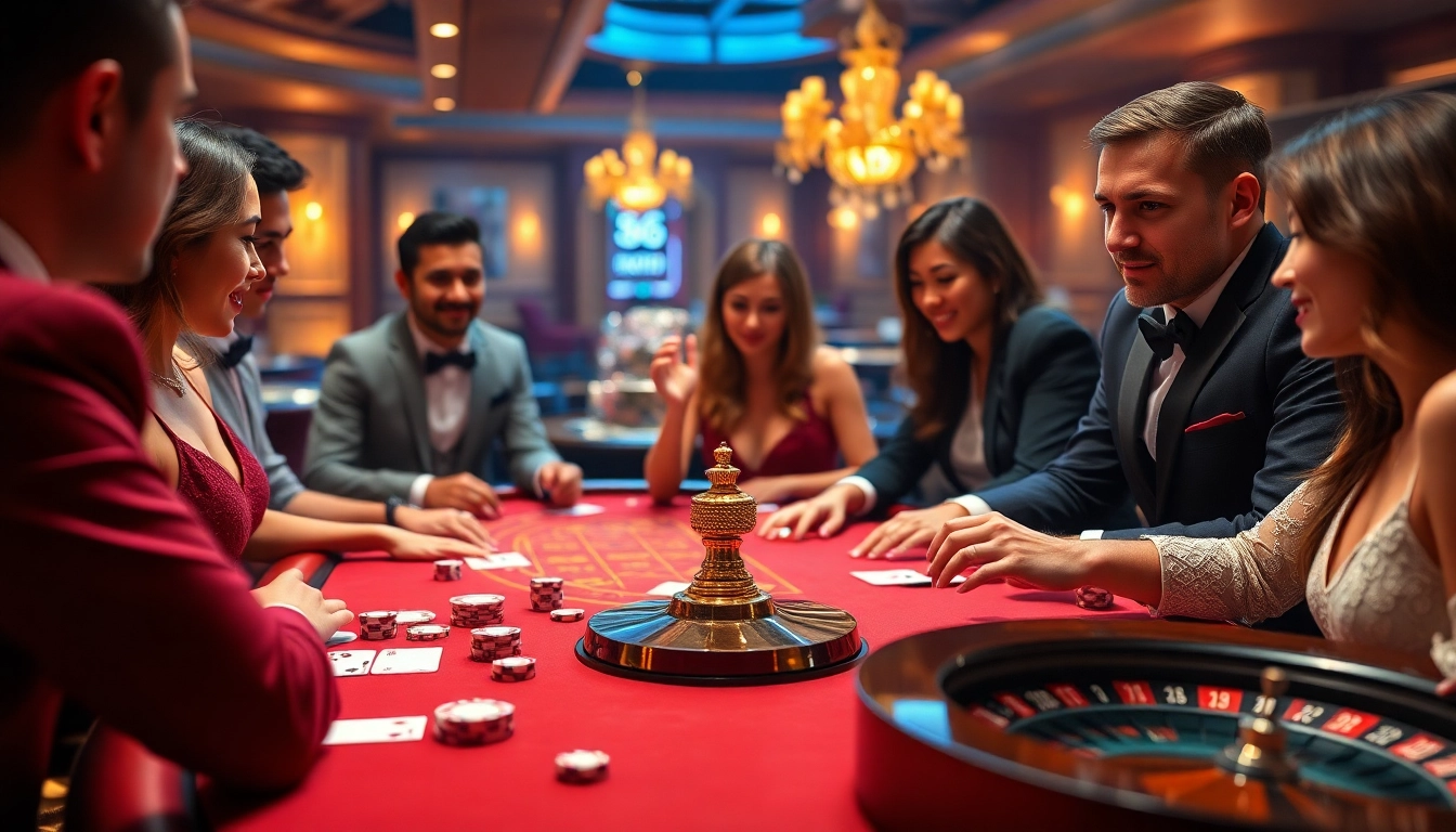 Action-packed gaming at mb66 online casino, featuring vibrant table games and excited players.