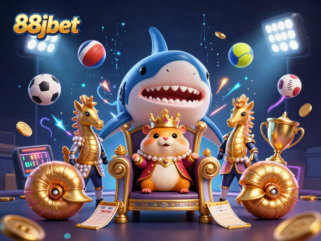 Experience thrilling action with 88jbet in this vibrant casino-themed illustration.