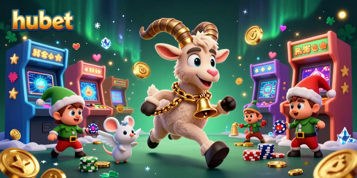 Play exciting games at hubet with a dynamic scene featuring colorful characters and casino elements.