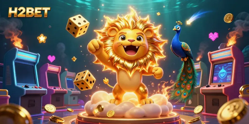 Experience vibrant 3D casino action with H2BET, featuring dynamic characters and gaming elements.