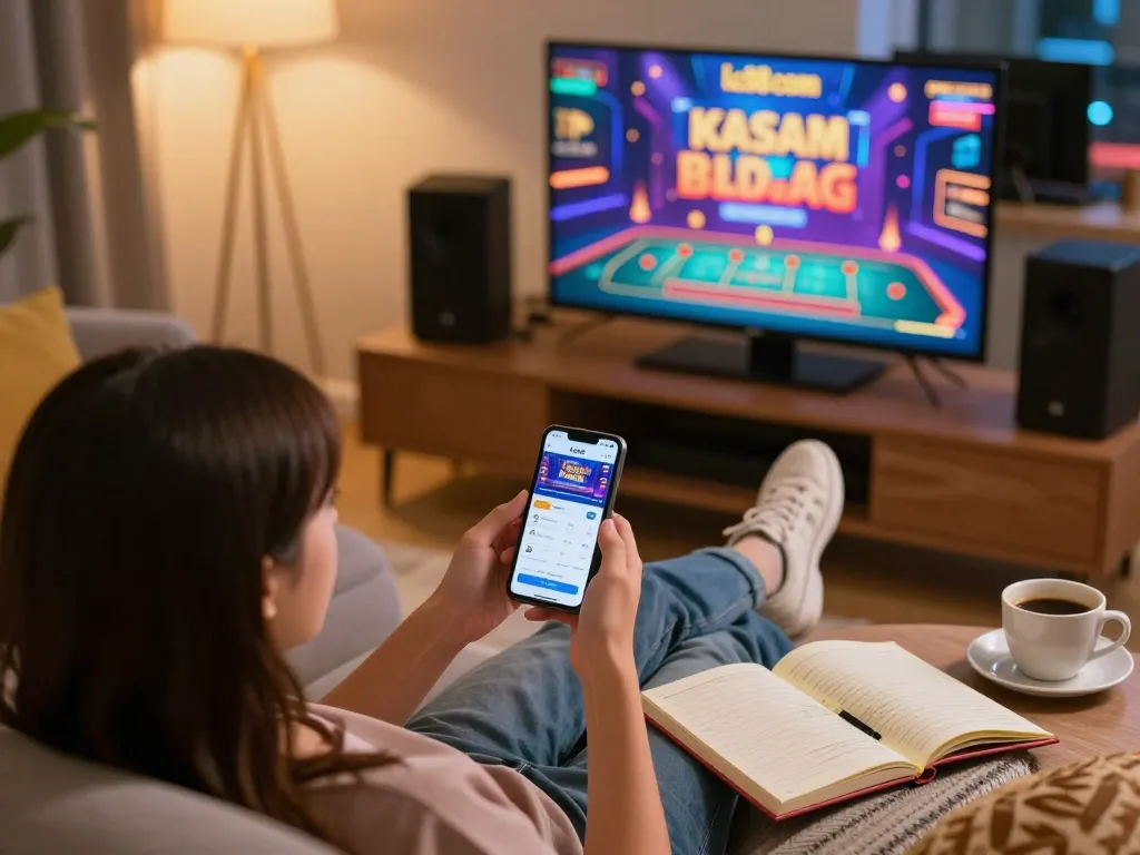 Person playing on lc88 com while enjoying a comfortable home environment with gaming strategy notes.