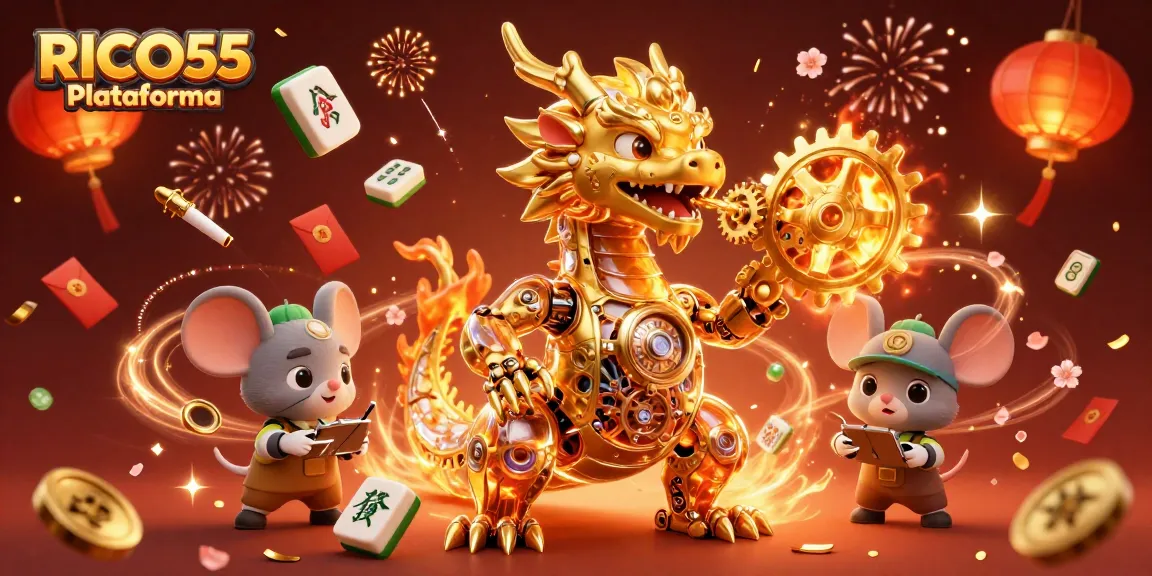 Experience excitement at RICO55 Plataforma with a vibrant 3D casino scene full of action.