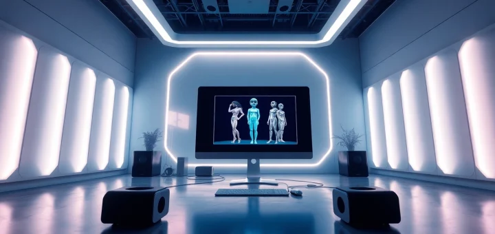 Creating AI-generated content in a modern studio setting focused on ai porn.