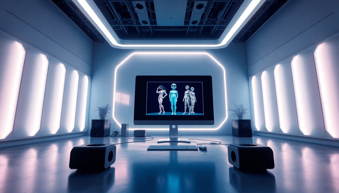 Creating AI-generated content in a modern studio setting focused on ai porn.