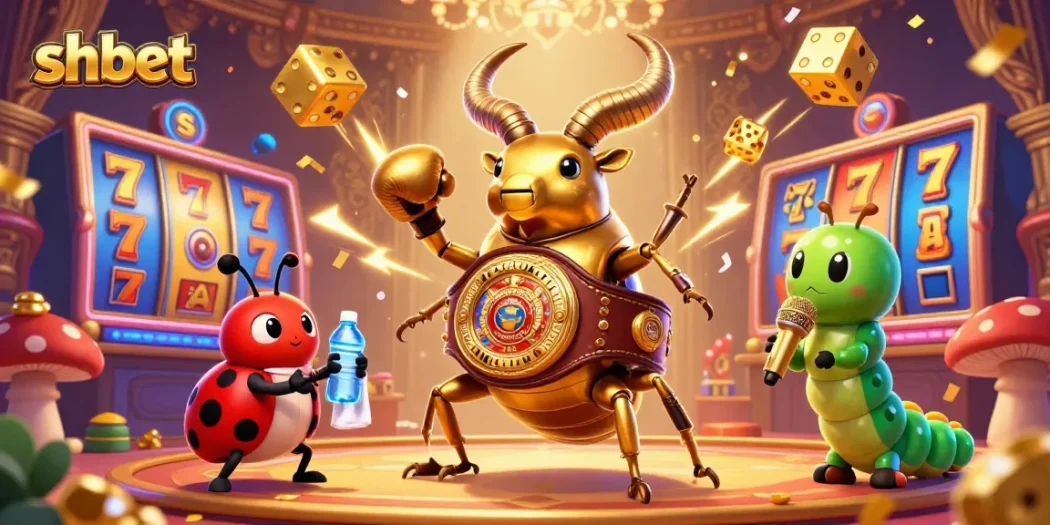 Experience thrilling slots action with shbet in a vibrant, animated digital casino scene.
